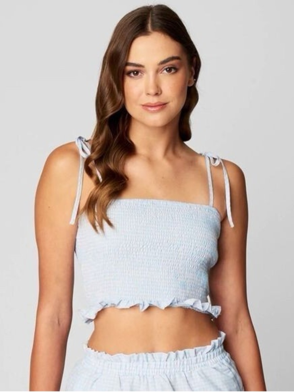 BLANK NYC • Gingham Smocked Tie Tank